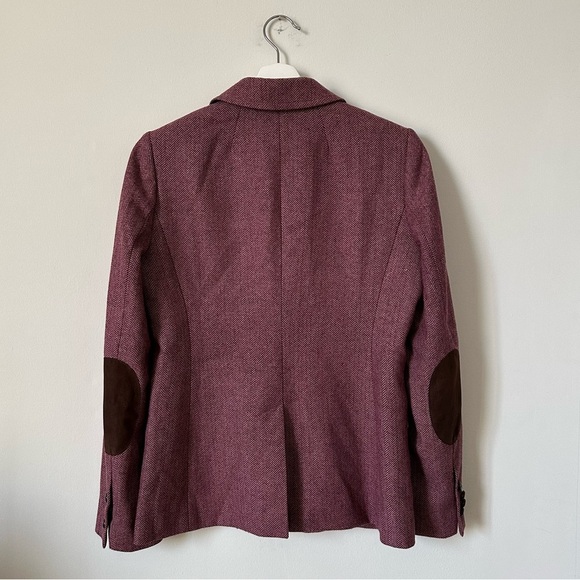 J. Crew Wool Blend Blazer With Elbow Patches In Maroon Size 8 - Picture 3 of 8